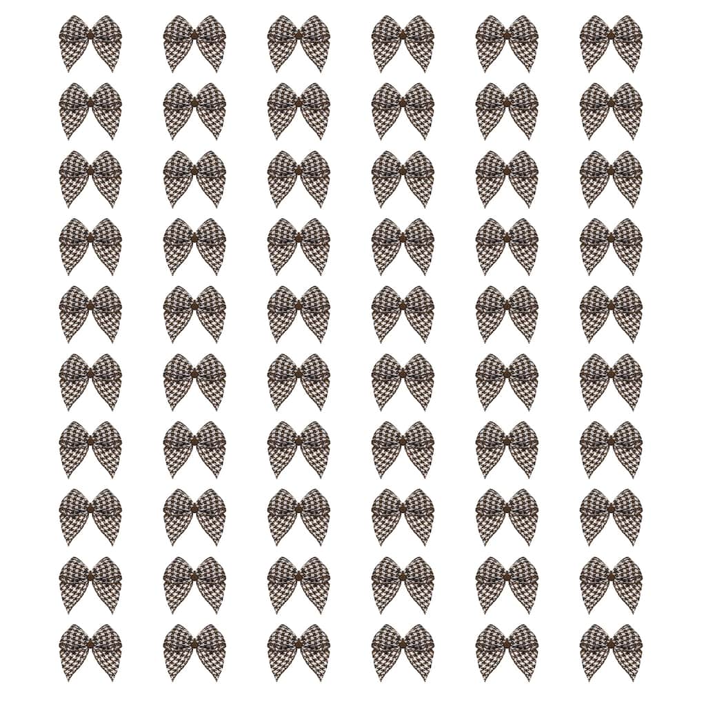 100Pcs Mini Gingham Ribbon Bow 1" Checkered Fabric Ribbon Bows