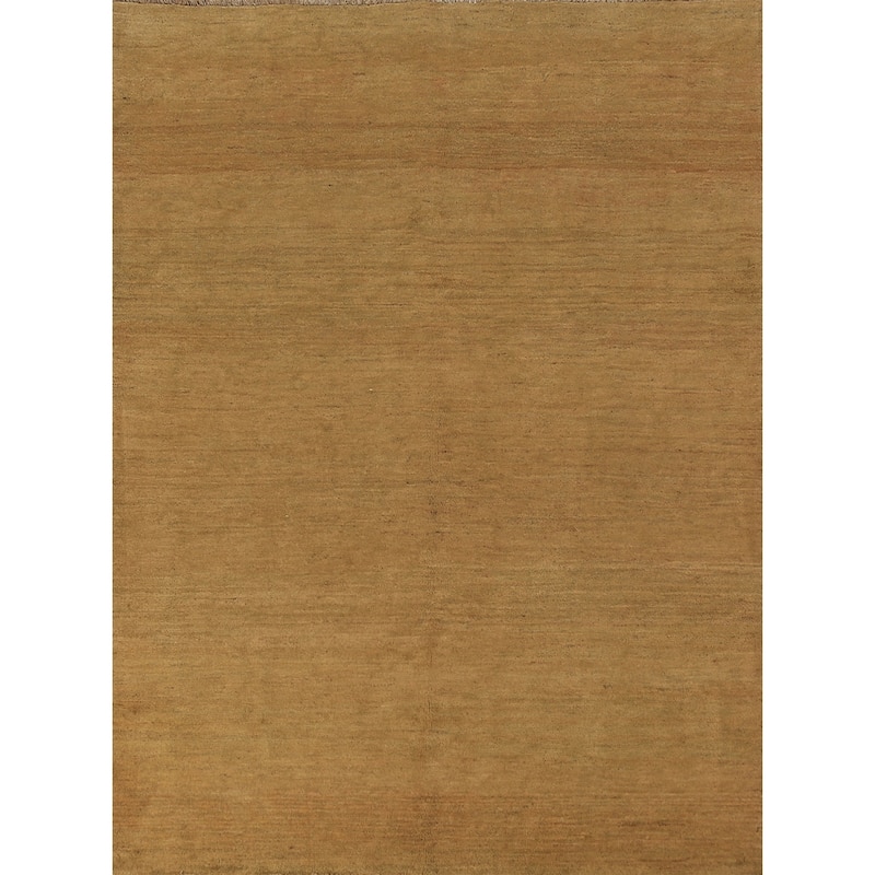 Modern Yellow Gabbeh Oriental Area Rug Handmade Wool Carpet - 5'0" x 6'7"