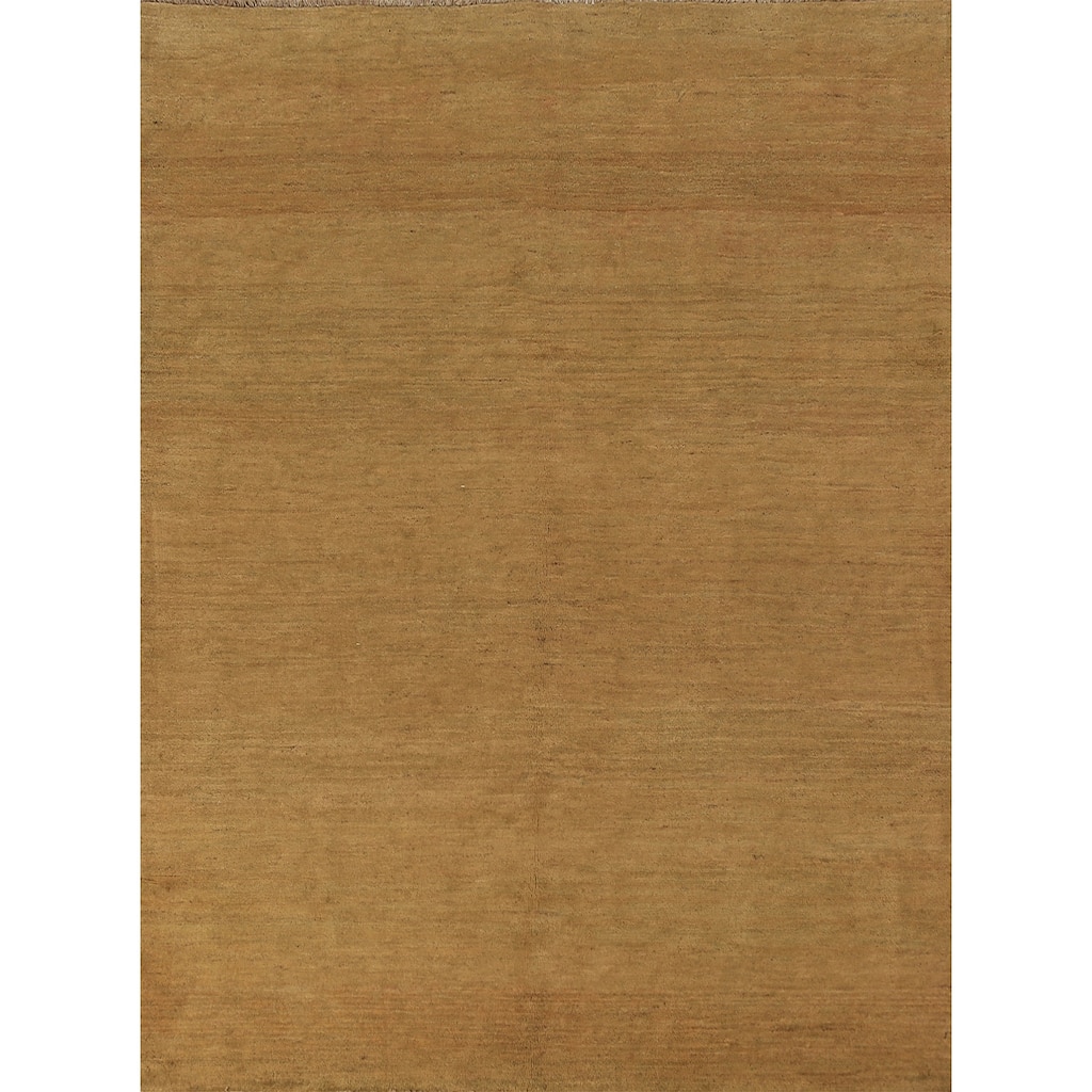 Modern Yellow Gabbeh Oriental Area Rug Handmade Wool Carpet - 5'0" x 6'7"