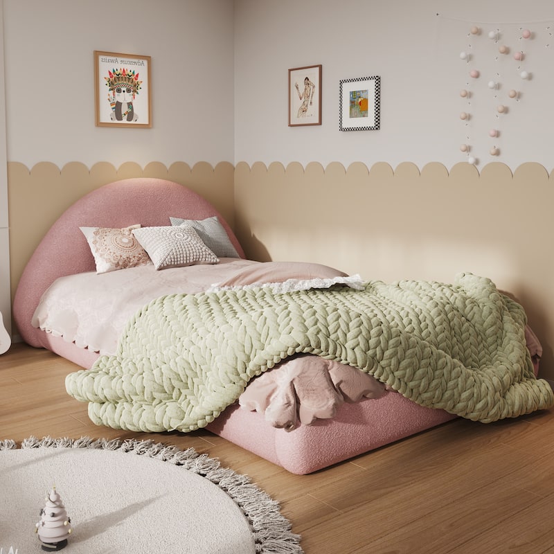 Christopher Knight Home - Rosalie Modern Upholstered Bed Frame with Curved Headboard - Pink - Twin