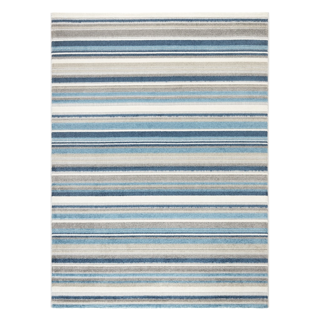TOWN & COUNTRY EVERYDAY Rio Multicolor Stripe Indoor Outdoor Area Rug, UV Fade Resistant, High-Low Pile
