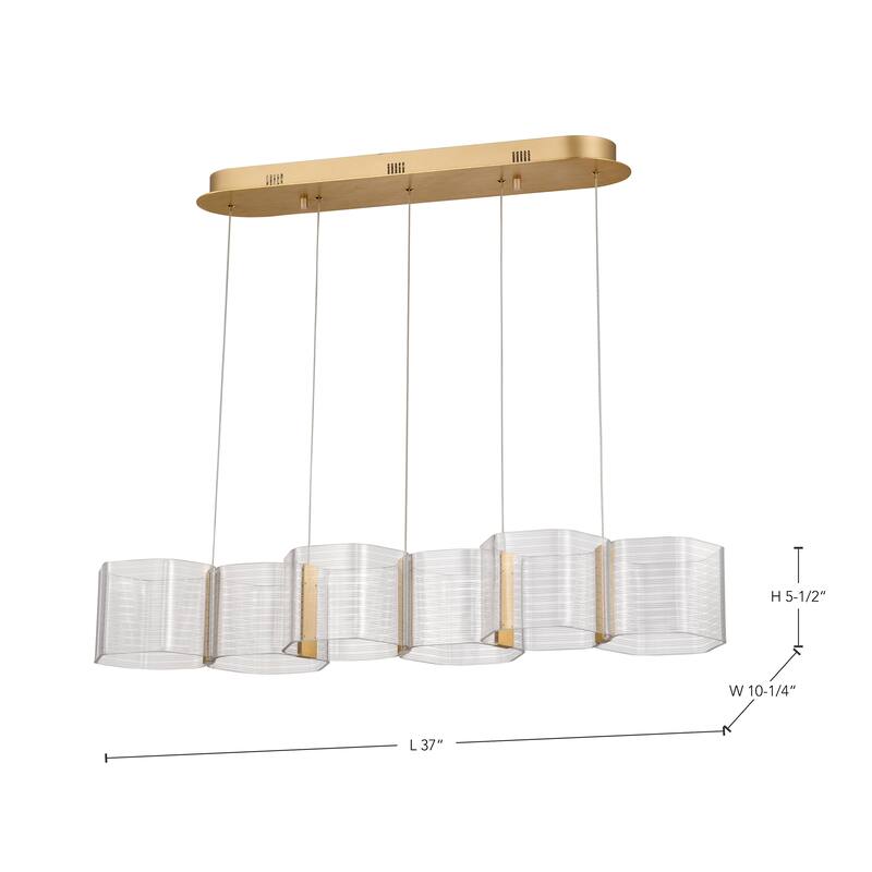Kenzo LED 6 Light Island Pendant Polished Anodized Bronze Finish Light Guide Panel - Polished Anodized Bronze
