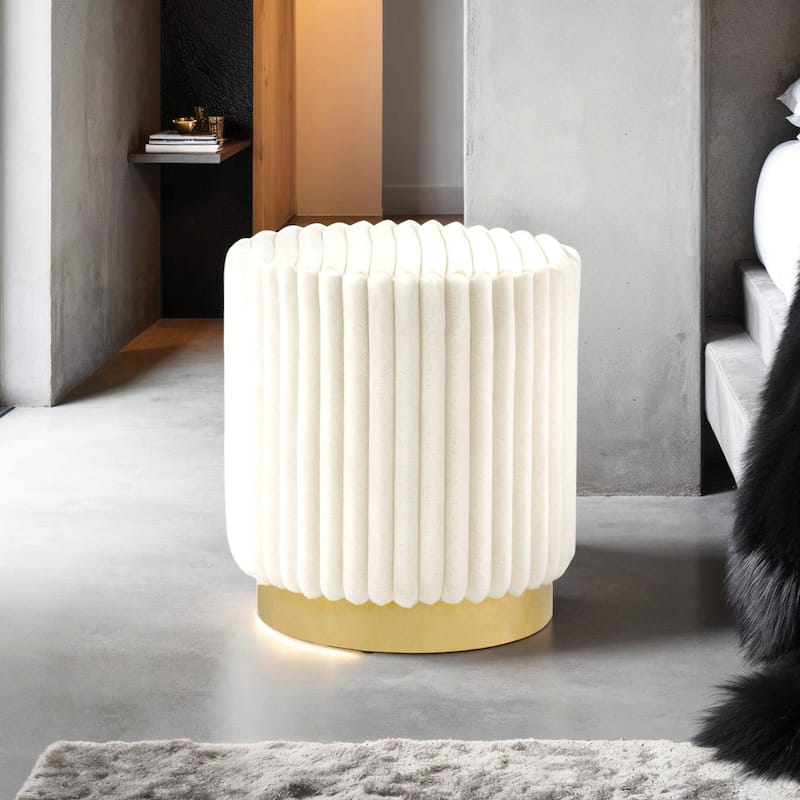 Furniture of America Jorvien Modern 17-inch Upholstered Ottoman with Plinth Base - Beige