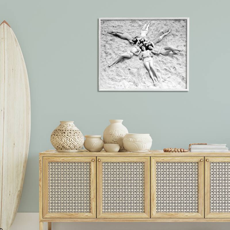 Stupell Women on Beach in Star Shape Framed Giclee Art Design By Arlington Prints