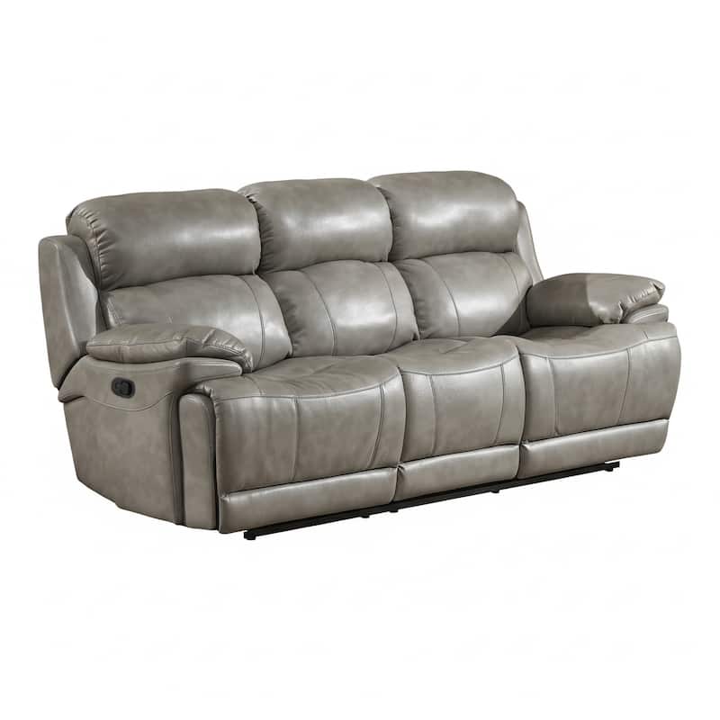 Estella Grey Italian Leather Contemporary Power Reclining Sofa
