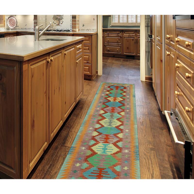 Noori Rug Sangat Flatweave Adalson Burgundy/Purple Runner - 2'9" x 12'11"