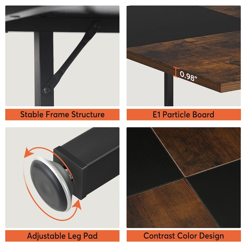 47 Inches Round Dining Table for 4 People Kitchen Tables Dinner Table with 2-Tier Storage Shelves
