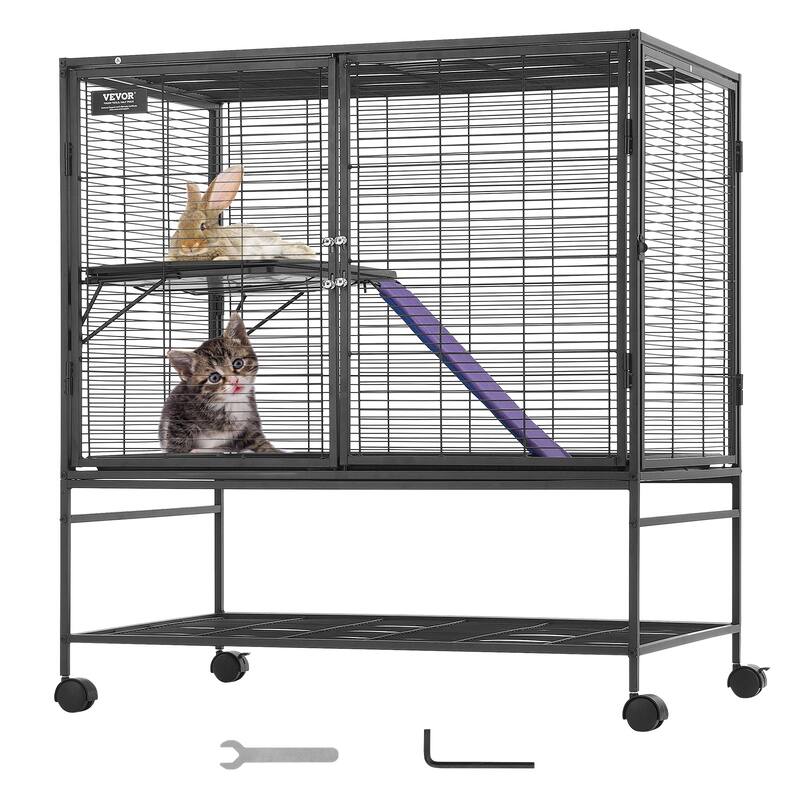 Rolling Metal Ferret Cage Small Animal Cage for Pet Rats, Hamster, Guinea Pig, Chinchilla, Squirrel, Hedgehogs, Bunny - 36.2"x22.8"x39.4"