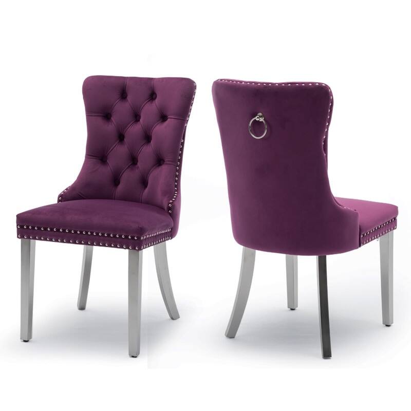 Tufted Naliheads Solid Wood Upholstered Dining Chairs (Set of 2)