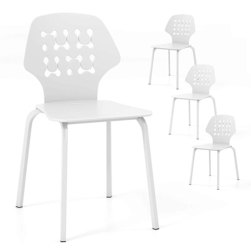 Costway Metal Dining Chair Set of 4 Armless Kitchen Hollowed Backrest - See Details
