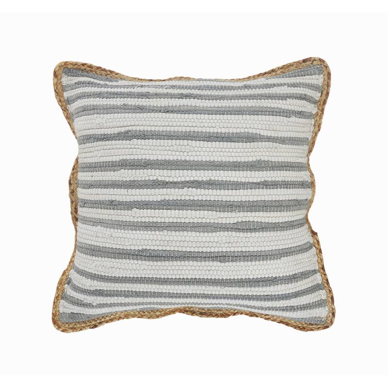 Sevita Gray Haze Striped Cotton and Jute Throw Pillow
