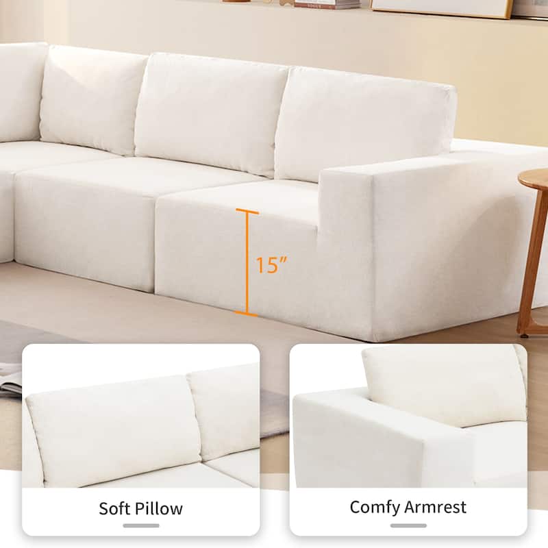 116"x116" Terrycloth Modular Sectional Sofa (5-Piece, No Assembly)