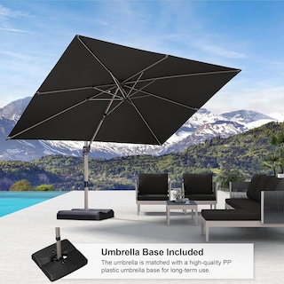PURPLE LEAF Elegant Champagne-Gold Patio Cantilever Umbrella Adjustable Offset Umbrella With Base