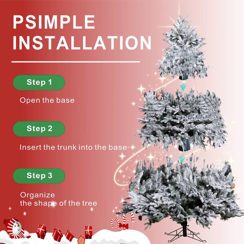 7/8FT Artificial Fir Christmas Tree with Metal Stand for Decor