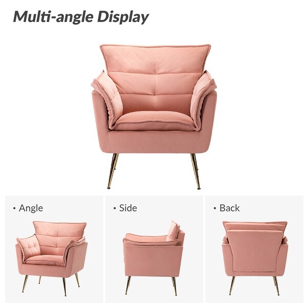1ida Modern Velvet Tufted Accent Armchair with Gold Metal 1ida Modern Velvet Tufted Accent Armchair with Gold Metal