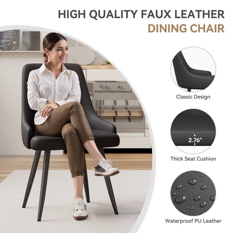 Modern Dining Chairs Set of 2, Spacious Dining Room Chairs with Thick Cushion, Comfortable Upholstered Dining Chairs