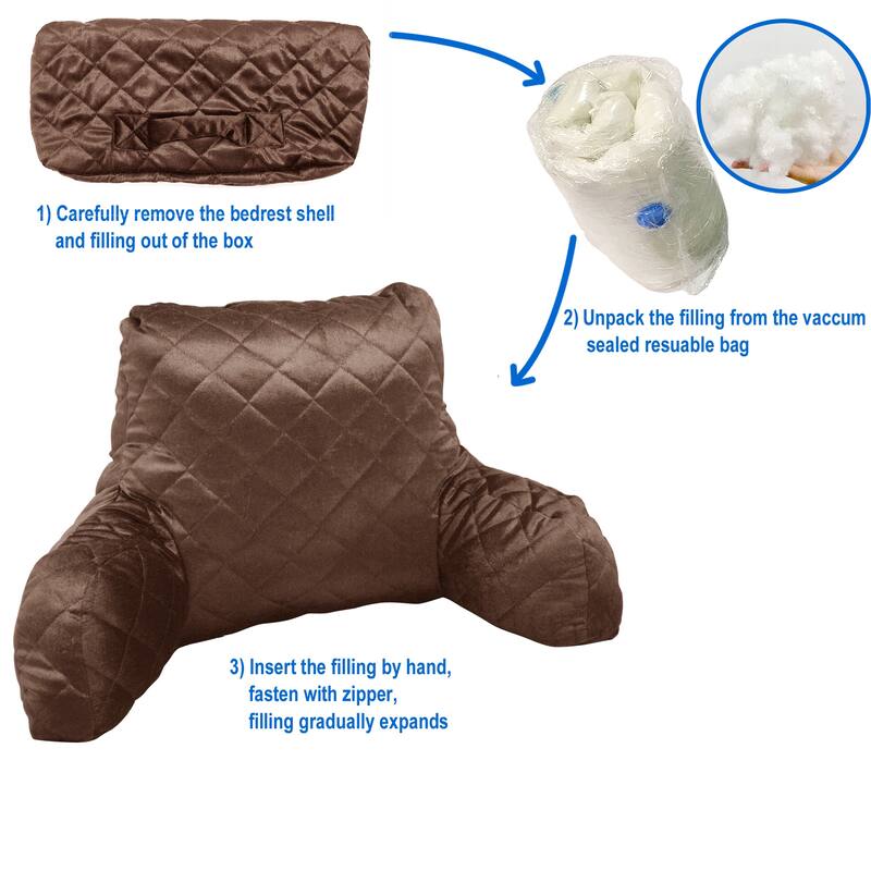 Velvet Do-It-Yourself Bedrest Reading Pillow Cover and Filling
