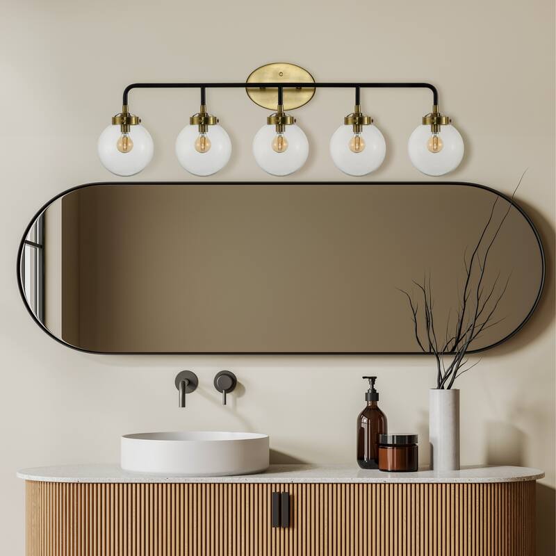 Bevin Contemporary Transitional Iron/Glass LED Vanity Light, by JONATHAN Y