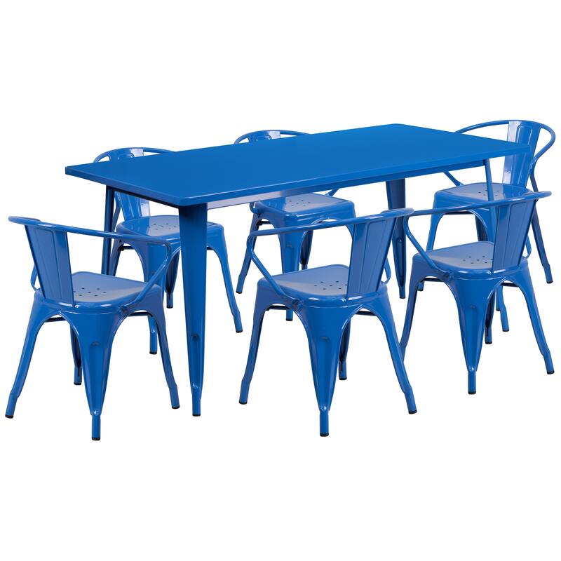 Rectangular Metal Indoor-Outdoor Table Set