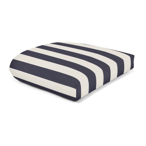 slide 2 of 6, Casual Cushion Stripe Sunbrella® Fabric 1-Piece Outdoor Wicker Seat Pad, 19.5"W x 19.5"L - 19.5"W x 19.5"L Maxim Navy