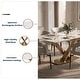 preview thumbnail 26 of 75, Voren Modern Rectangular Dining Table, Sintered Stone/Tempered Glass Top & Stainless Steel Gold Finish Pedestal Base