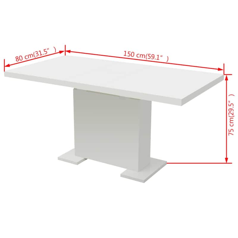 vidaXL Extendable Dining Table High Gloss White - 47.2"x31.5"x29.5"