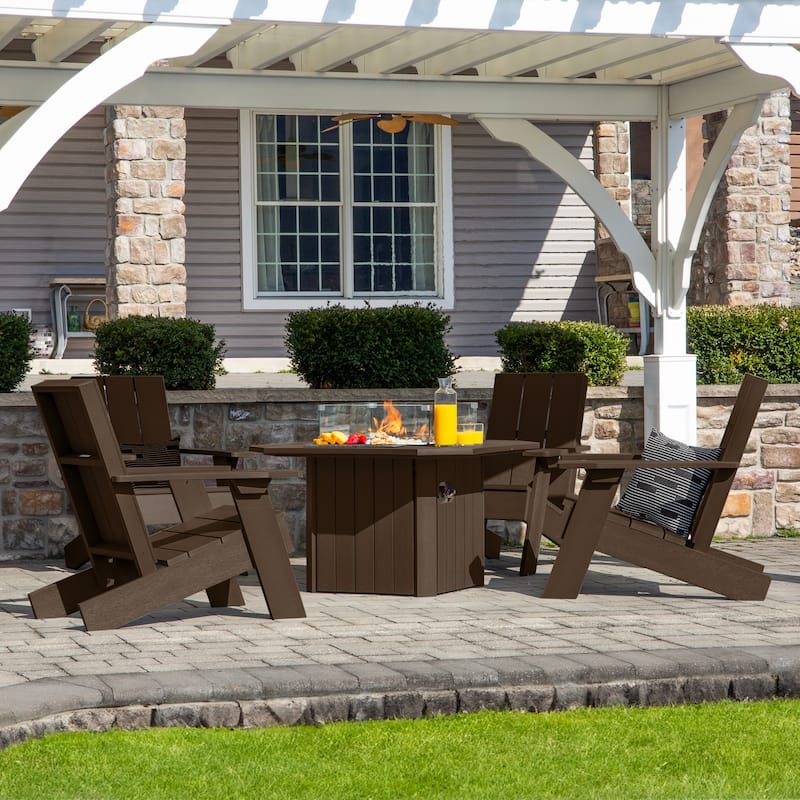 HIGHWOOD Modern Adirondack 5-Piece Fire Pit Conversation Set