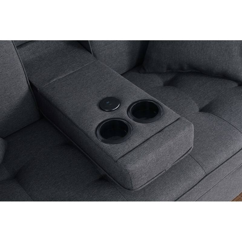 Cody II 70"W Convertible Sleeper Loveseat with Dropdown Console, Cup Holders, Charging Ports, Pocket, and Pocket Coil Seating