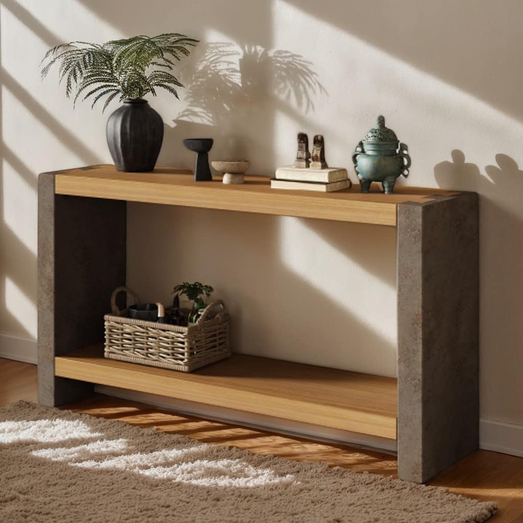 Vintage Industrial Console Table with Double-Layer Storage Space by Harper&Bright Designs