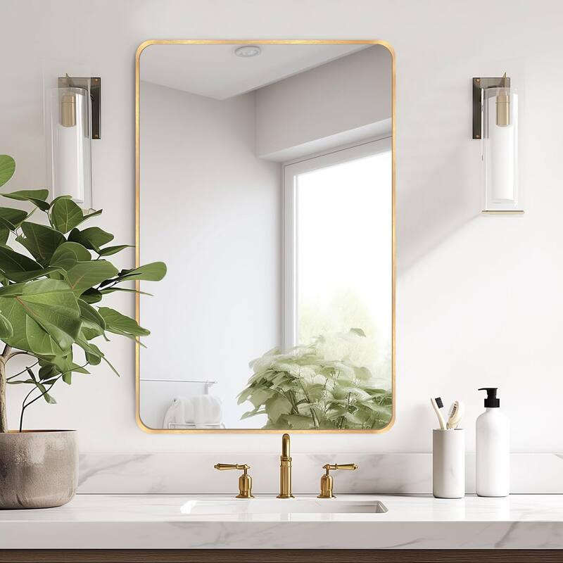 Wall Mount Bathroom Rectangle Vanity Mirror (Horizontal/Vertical) - 20x30 - Brushed Gold