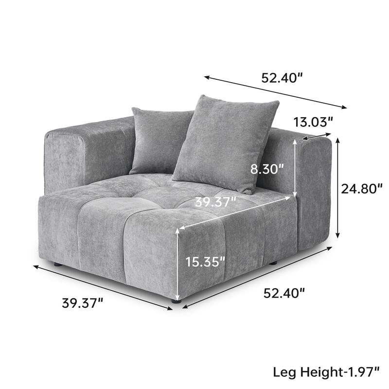 Large U-shaped Modular Sectional Sofa 39.37" Deep Seats for Living Room & Apartment