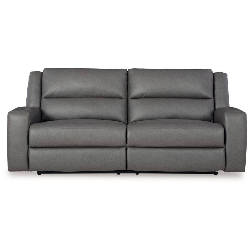 Vance 2 Seat Manual Reclining Sofa, Smooth Gray Faux Leather, 88 Inch