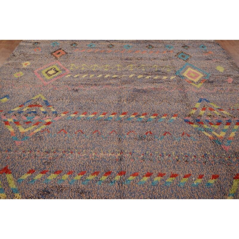 Geometric Plush Moroccan Oriental Area Rug Handmade Wool Carpet - 8'11" x 12'5"