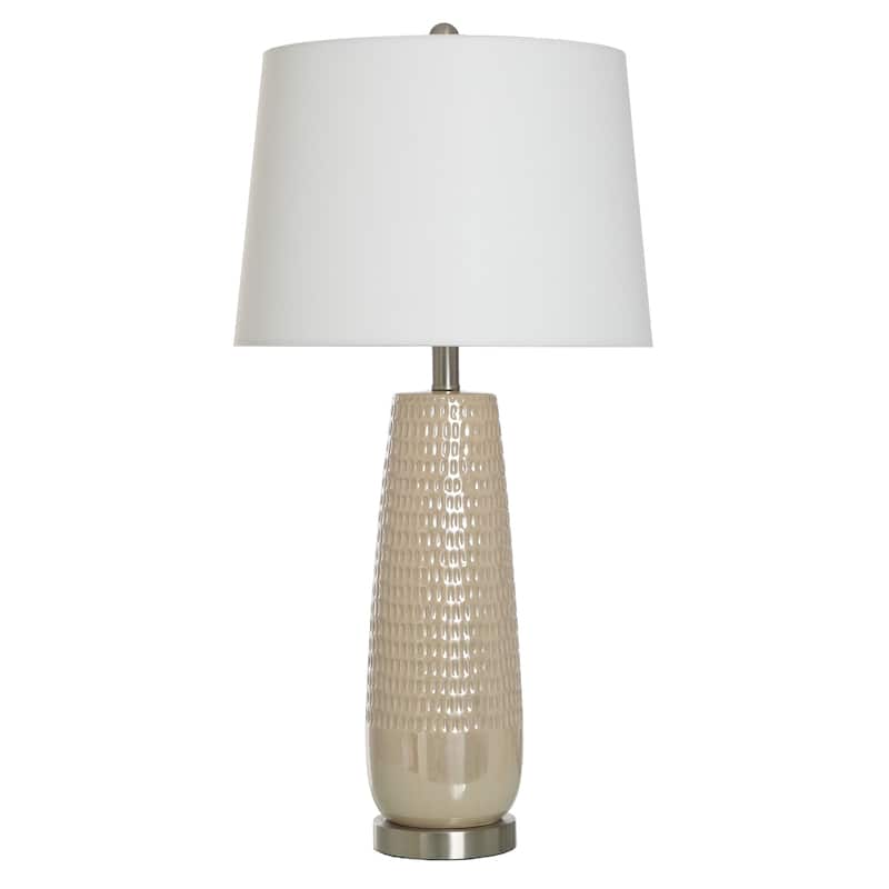Starlite - Ceramic Table Lamp - Dimpled Luster Finish - Off-White Shade - Cream