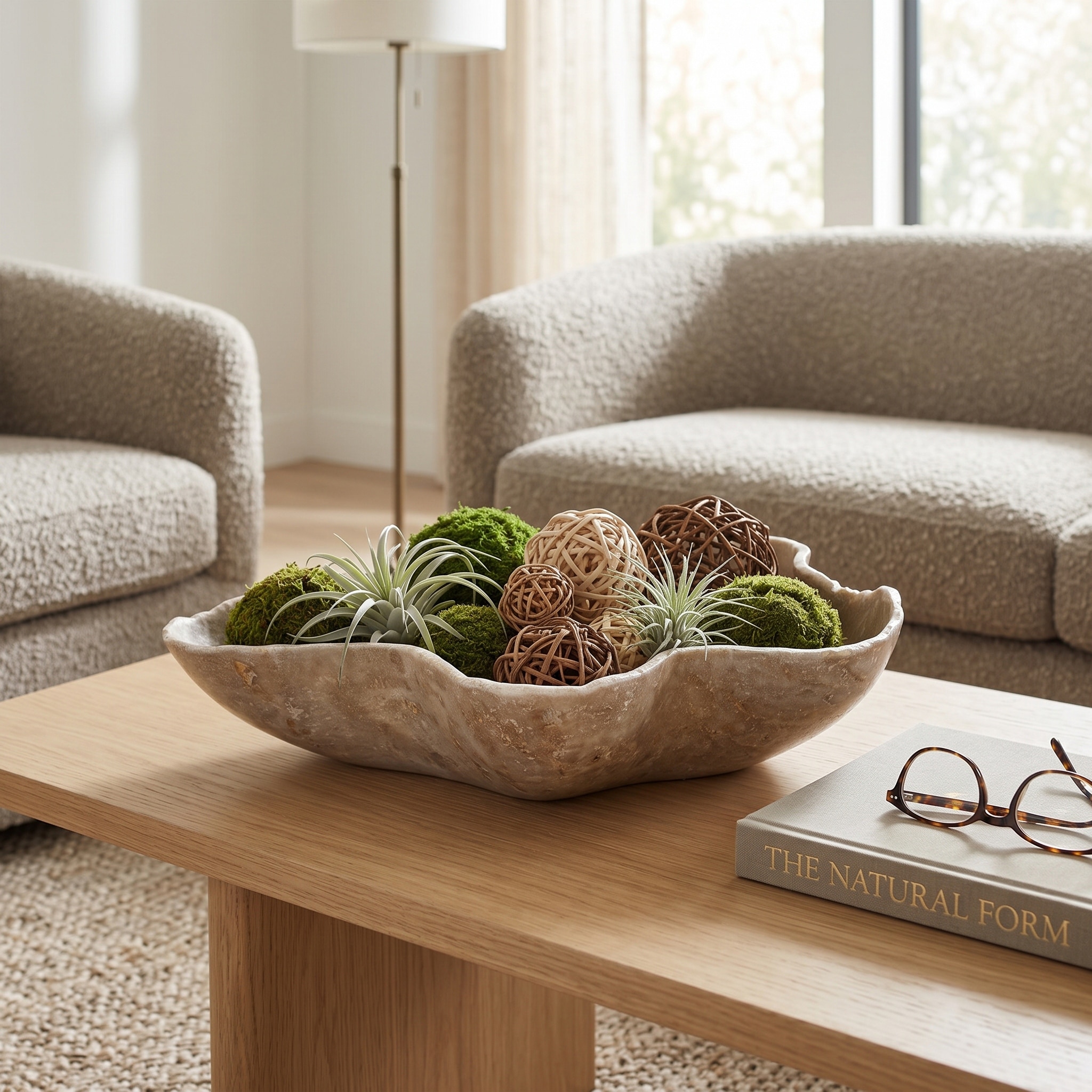 Contemporary Onyx Stone Decorative Bowl - Brown & Tan