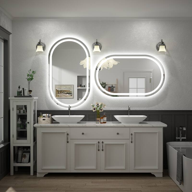 UL Certified Oval LED Lighted Anti-fog Wall Bathroom Vanity Mirror