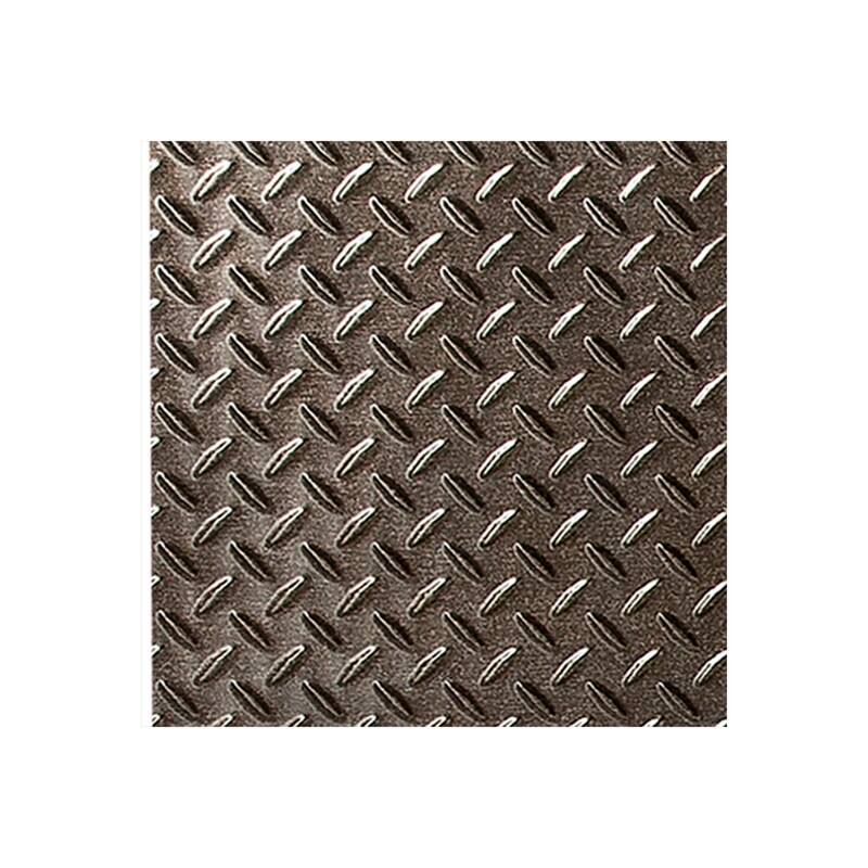 FASÄDE Diamond Plate 4-foot x 8-foot PVC Wall Panel in Smoked Pewter - 12in x 12in Sample