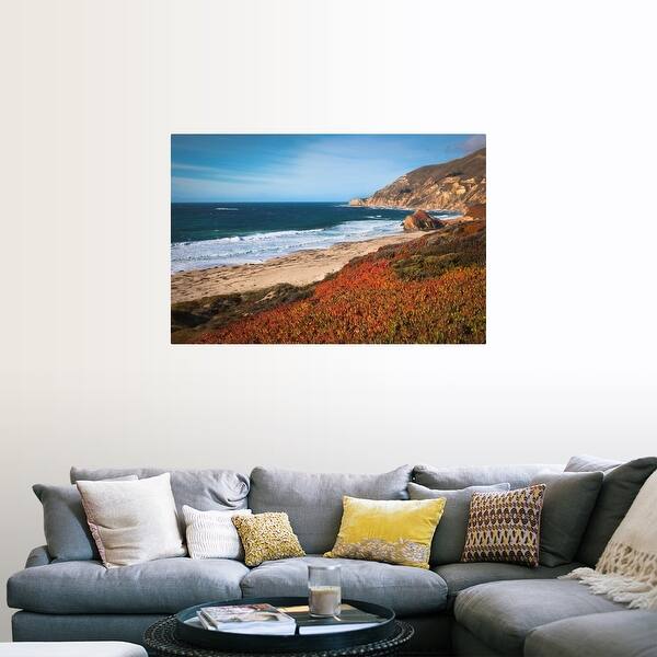 Shop Usa California Big Sur Red Plants By Beach Poster Print On Sale Overstock 16472188