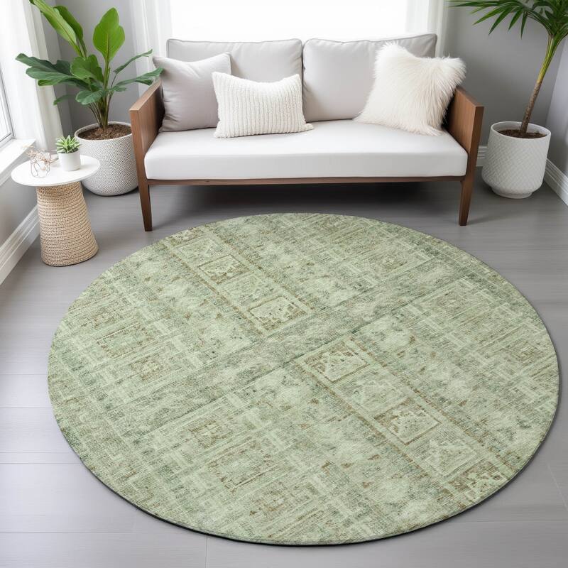 Machine Washable Indoor/Outdoor Global Traditional Chantille Rug