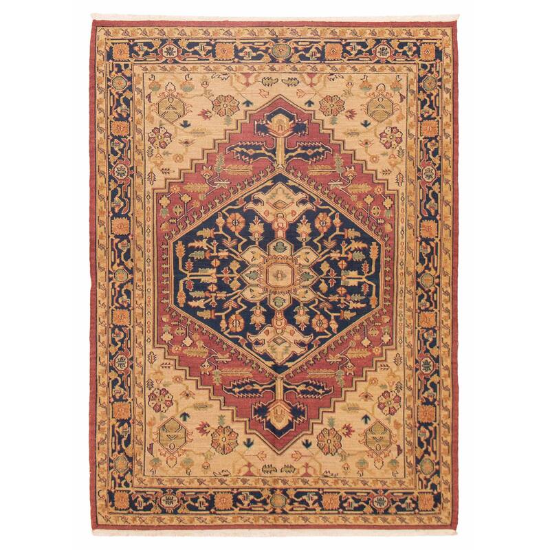 ECARPETGALLERY Flat-Weave Lahor Finest Beige Wool Tapestry Kilim - 6'0 x 8'4 - Beige - 6'0 x 8'4