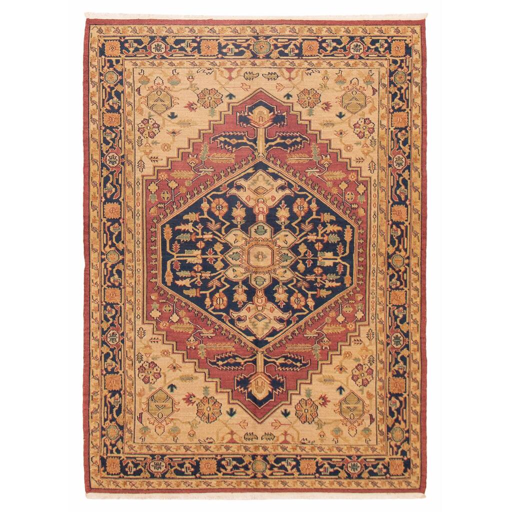 ECARPETGALLERY Flat-Weave Lahor Finest Beige Wool Tapestry Kilim - 6'0 x 8'4