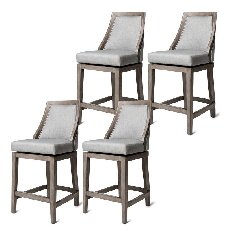 Maven Lane Vienna Swivel Kitchen Stool - Set of 4 - Reclaimed Oak - Counter Height