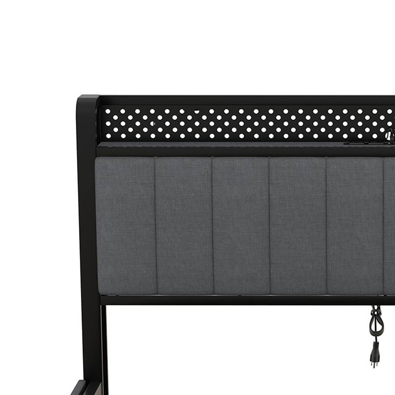 Contemporary Multifunctional Queen Size Linen Fabric Upholstered Platform Bed