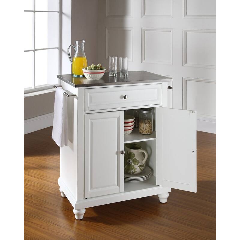 Kitchen Island Cart Portable Stainless Steel Top Storage Island Kitchen Furniture Modern Design