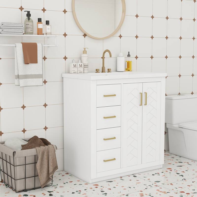 30" Bathroom Vanity with Ceramic Sink