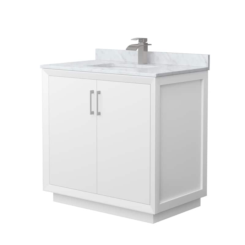 Wyndham Collection WCF414136S-NAT-UNSMXX Strada 36" Free Standing - White / Brushed Nickel Hardware