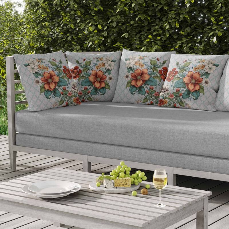 Wildflower Artistry Indoor/Outdoor Reversible Throw Pillow Green and Orange