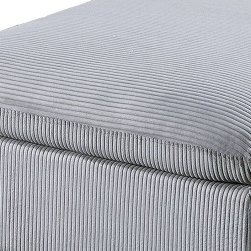 Light Gray Corduroy Upholstered Modular Piece with Low Legs