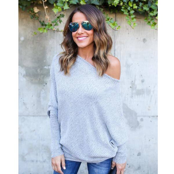 Shop T Shirt Women Sexy Off The Shoulder Tops Solid Long Sleeve T