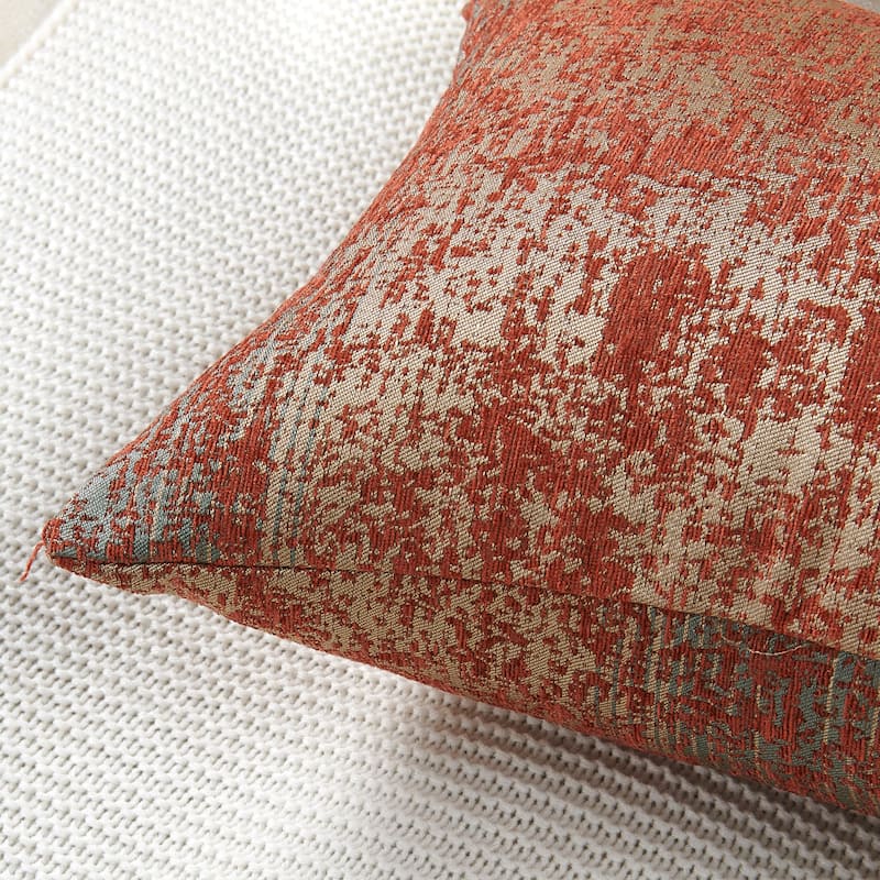 2-Piece Jacquard Chenille Zippered Lumbar Pillow Cover Set